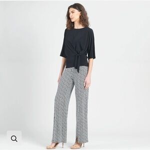 Clara Sun Woo-  Kick Front High Slit Pant - black & white - size S- worn 1x